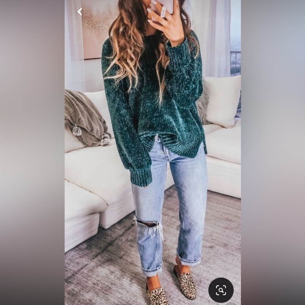 Chenille Dark Green Sweater